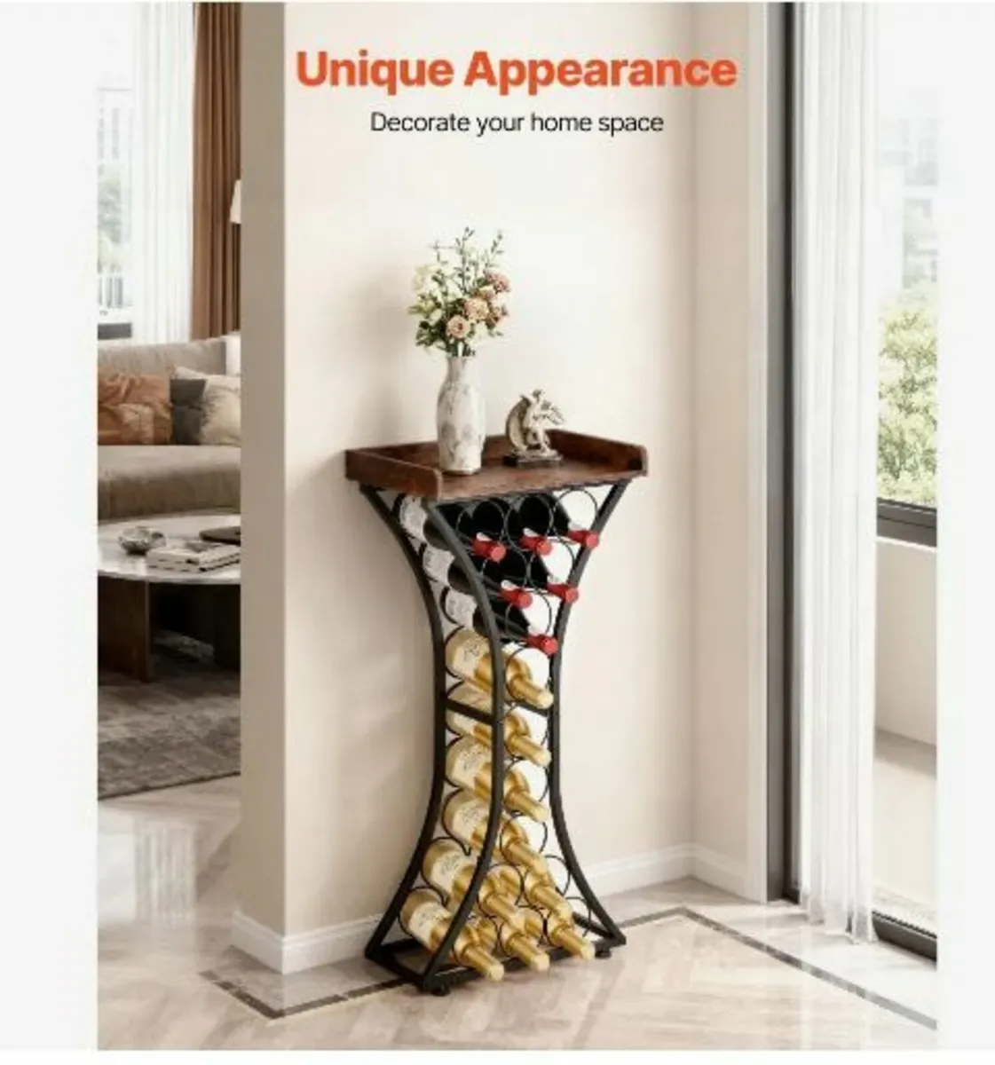 15 Bottle Wine Rack,Iron Freestanding - Image 4