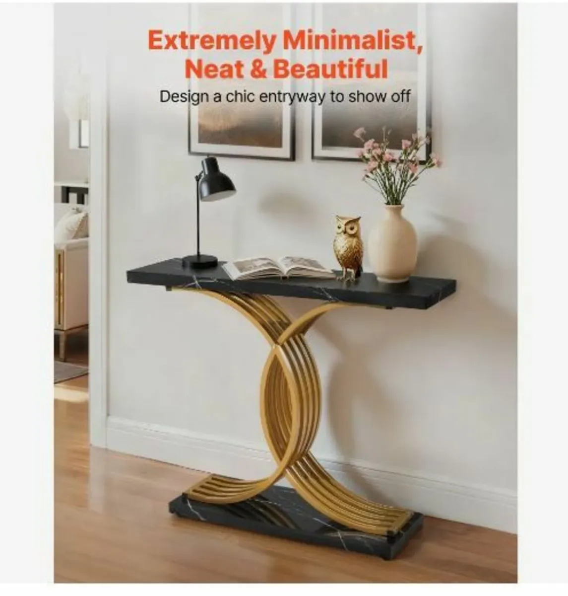 100 cm Gold Console Table - Image 3