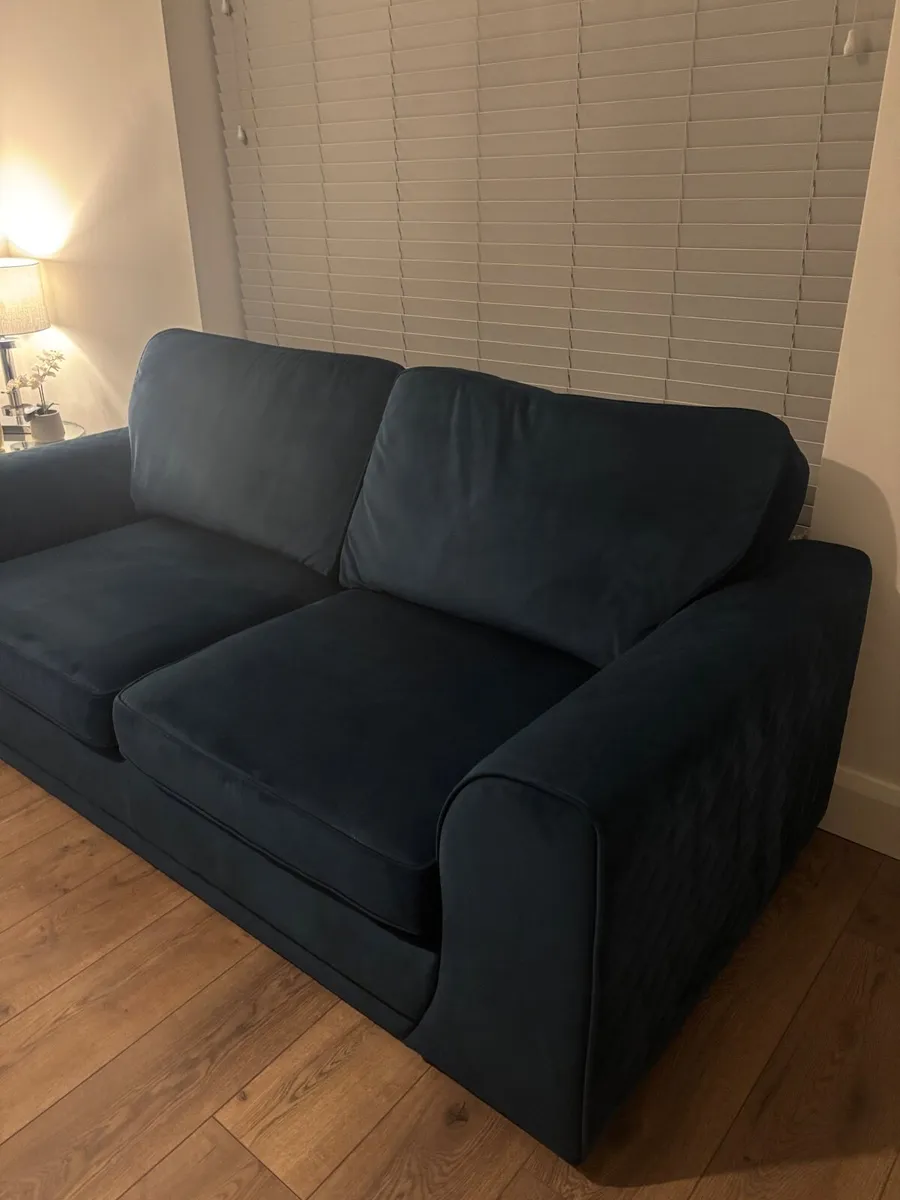 Blue Velvet Large 2 Seater Couch - Image 3