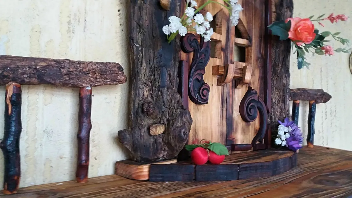 Rustic  driftwood hobbit door floating shelf...LGE - Image 3
