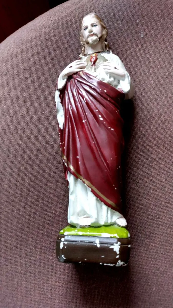 Vintage Sacred heart chalk Statue - Image 1
