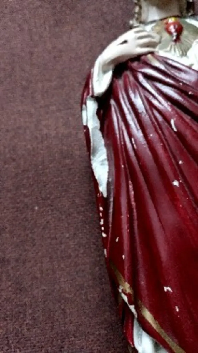 Vintage Sacred heart chalk Statue - Image 2