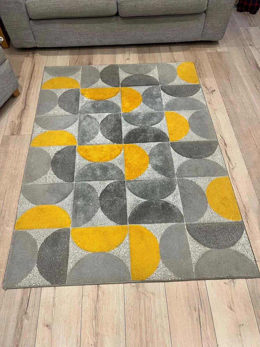 Yellow and Grey Large Rug