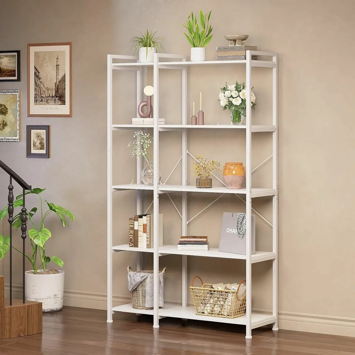 5 Tiers Corner Bookcases L Shaped Bookshelves - Image 4