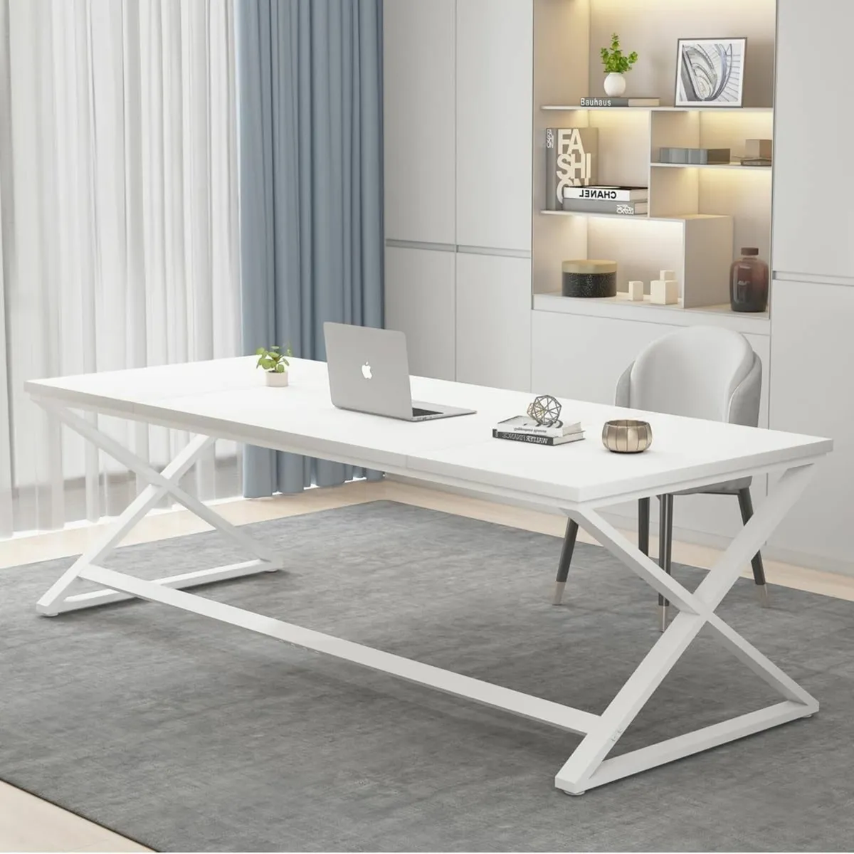 White Long Computer Desk 70 Inch Large Home - Image 1