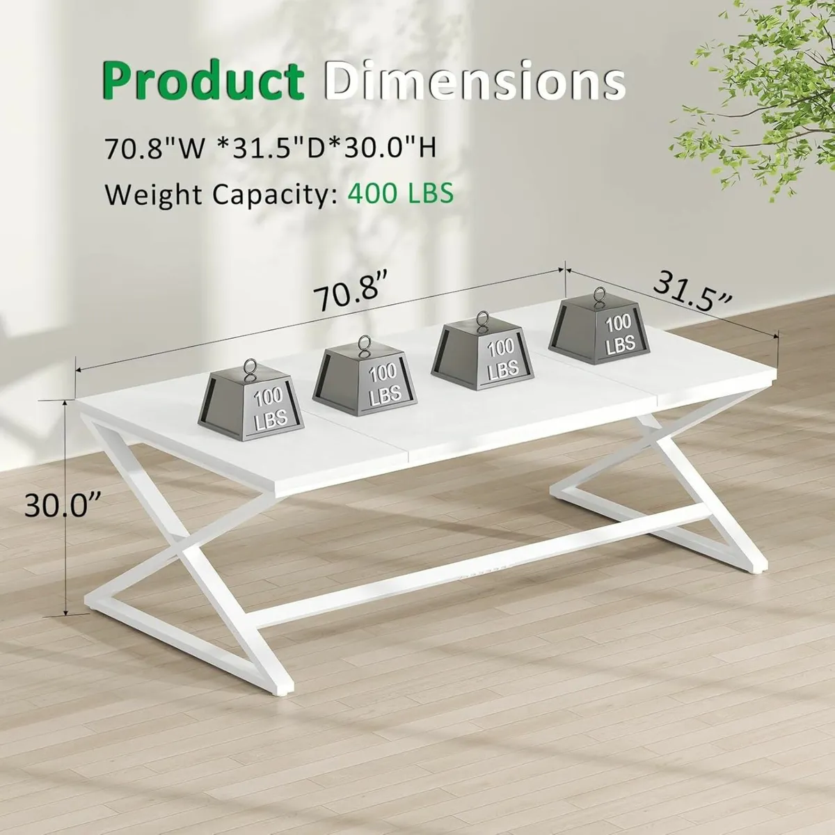 White Long Computer Desk 70 Inch Large Home - Image 2