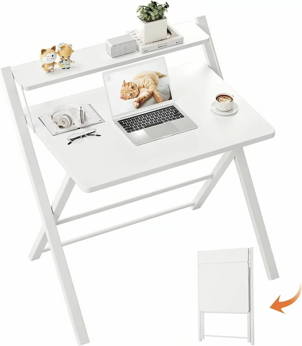 Foldable Desk No Assembly Required Small with - Image 1