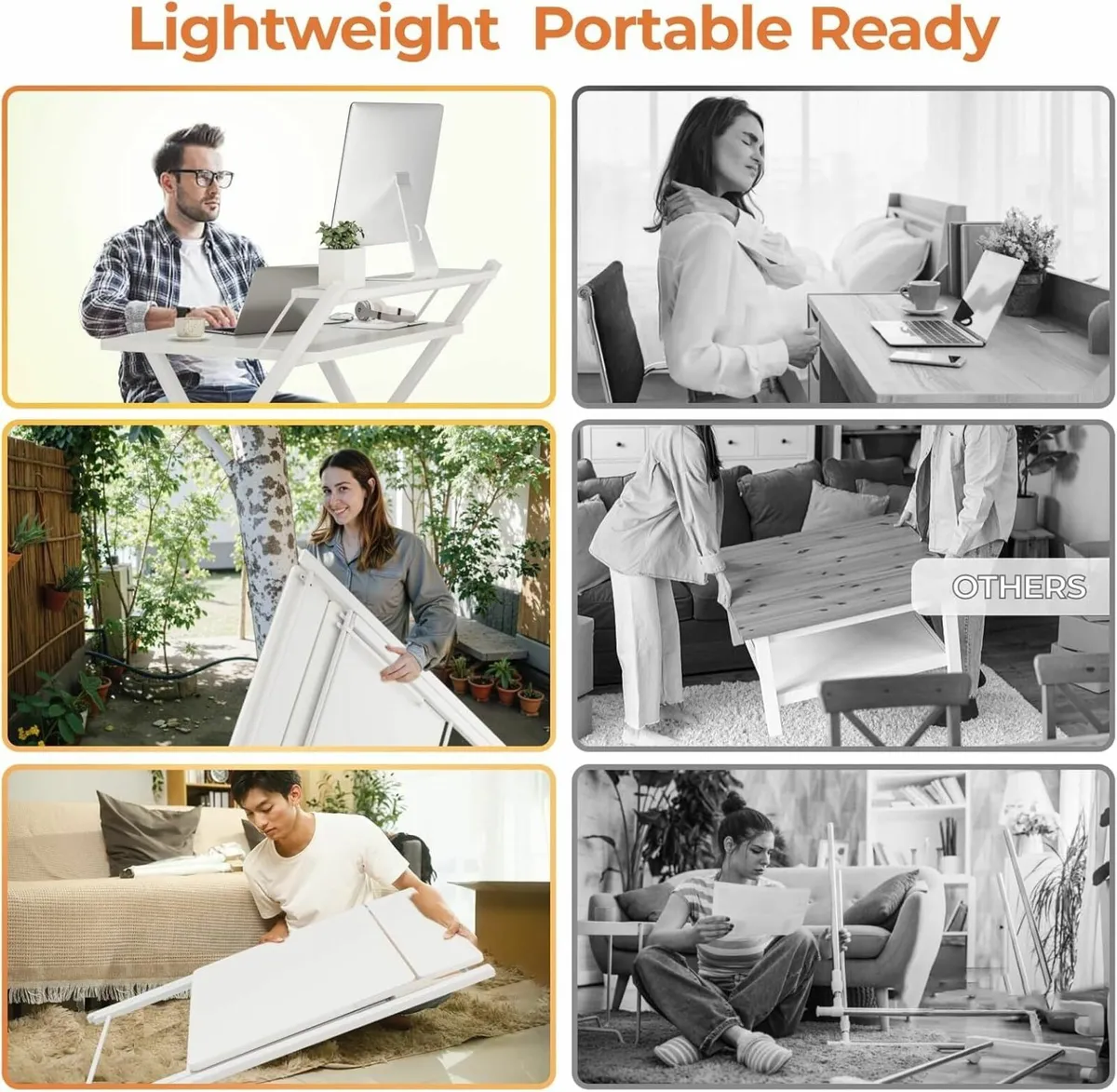 Foldable Desk No Assembly Required Small with - Image 4