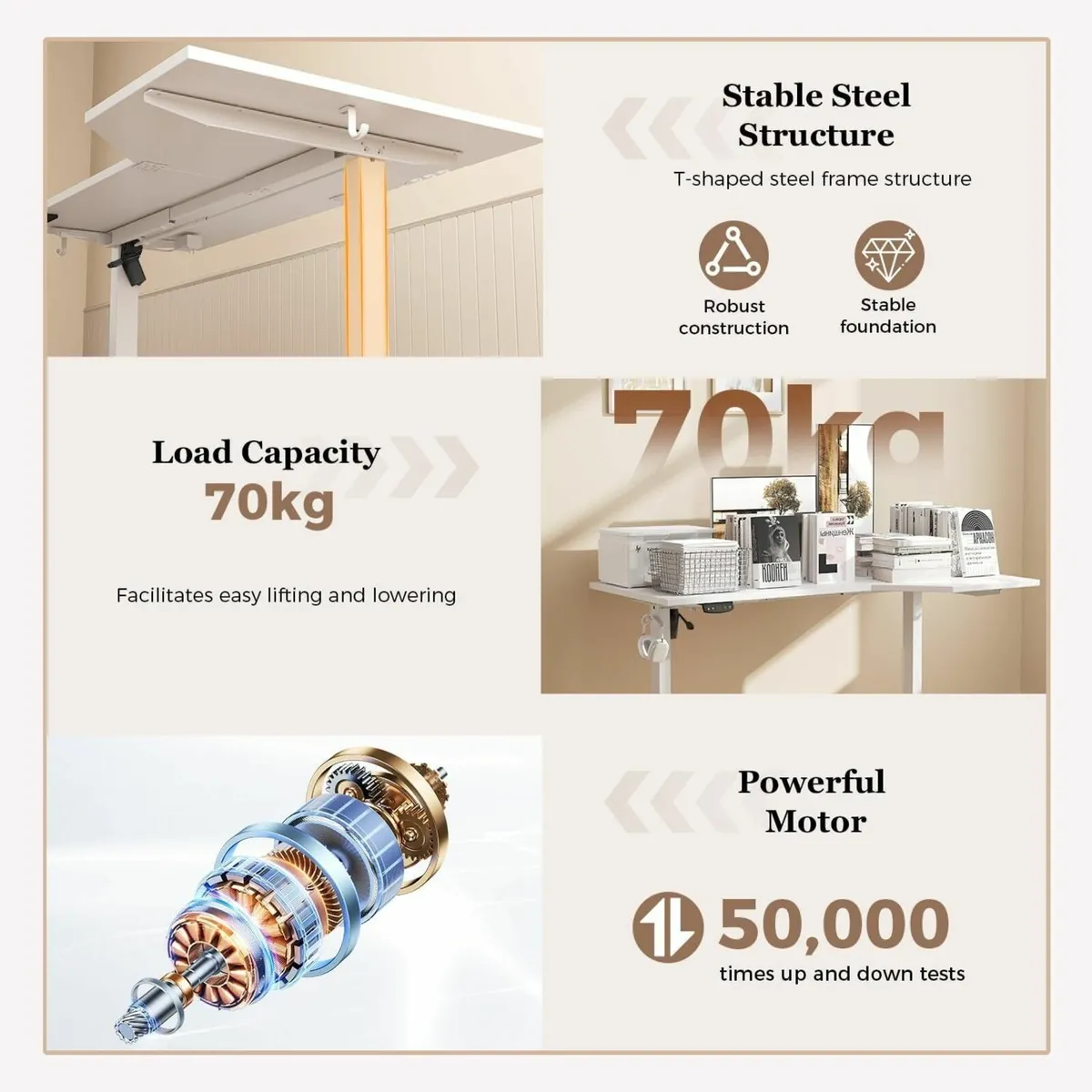 L-shaped Height Adjustable Desk 140 x (60-80 cm) - Image 4