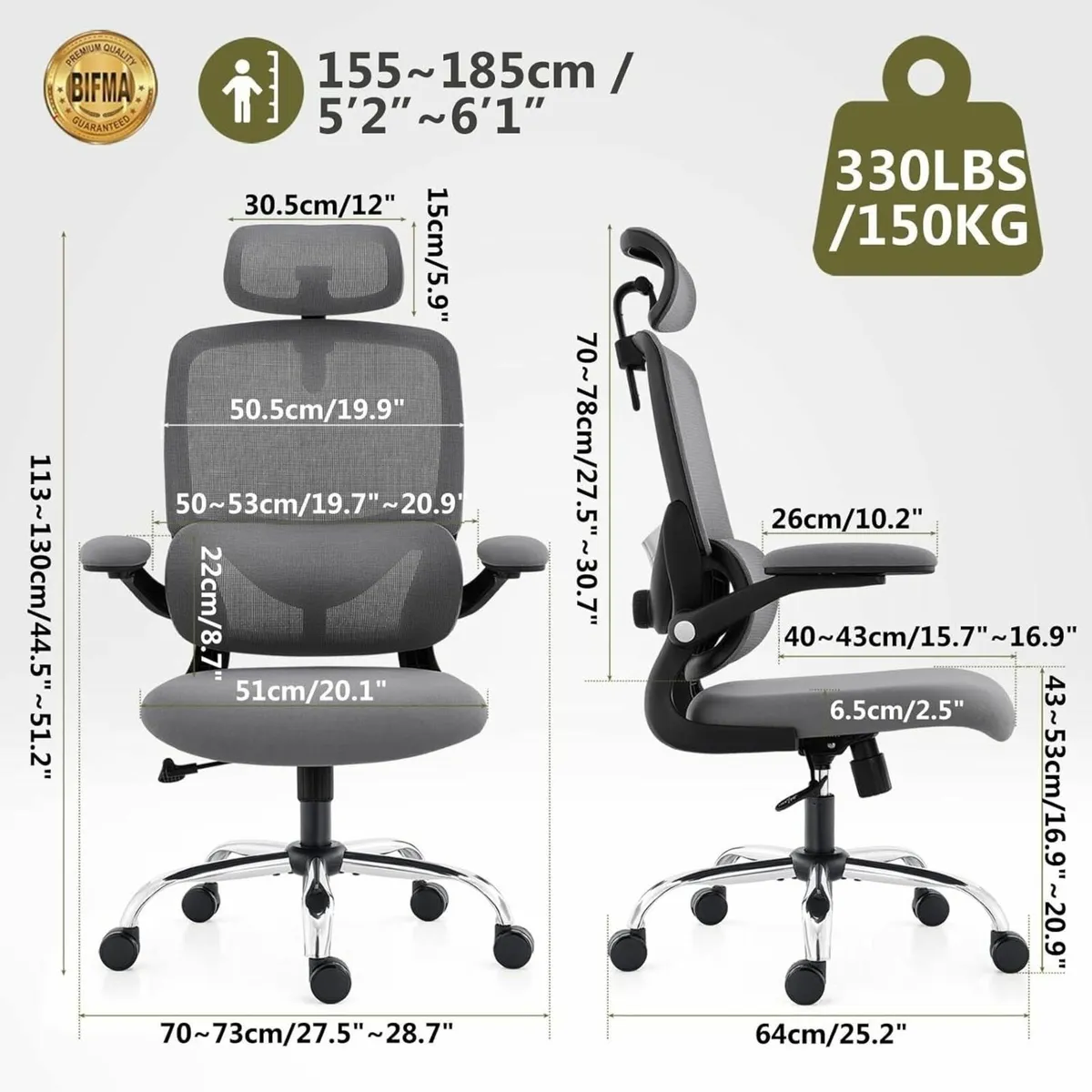 Ergonomic Office Chair - High Back Mesh Design - Image 2
