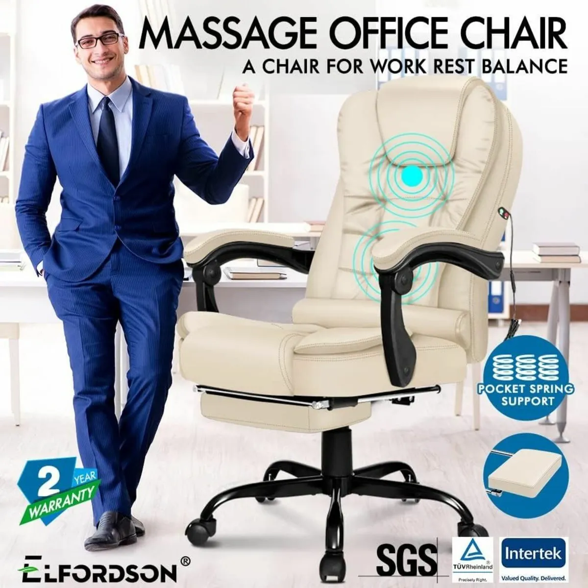 Massage Office Chair for Home PC Desk with - Image 4