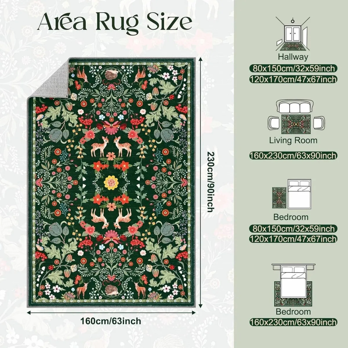 Area Rugs for Living Room 120x170 cm Washable - Image 2
