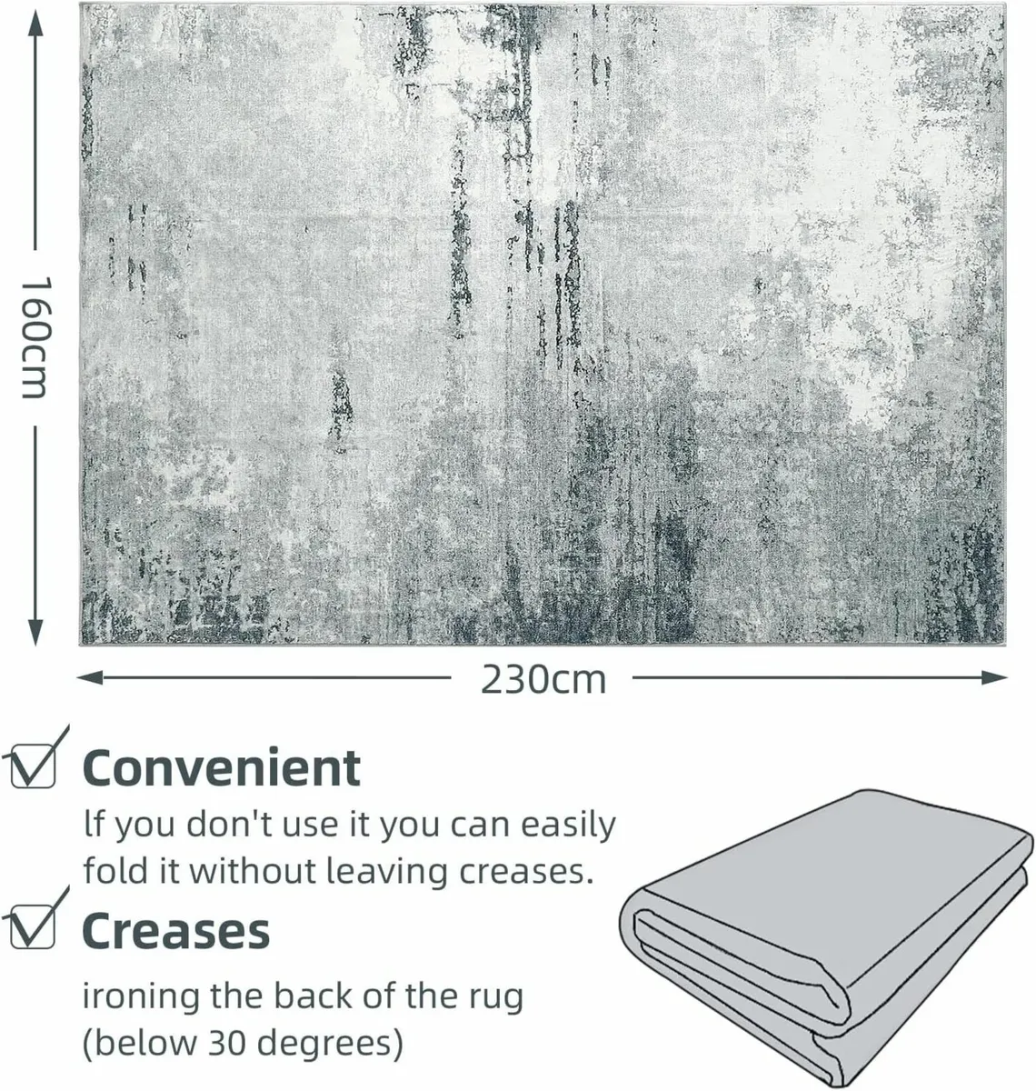 Washable Rugs for Living Room 160x230cm Large - Image 2