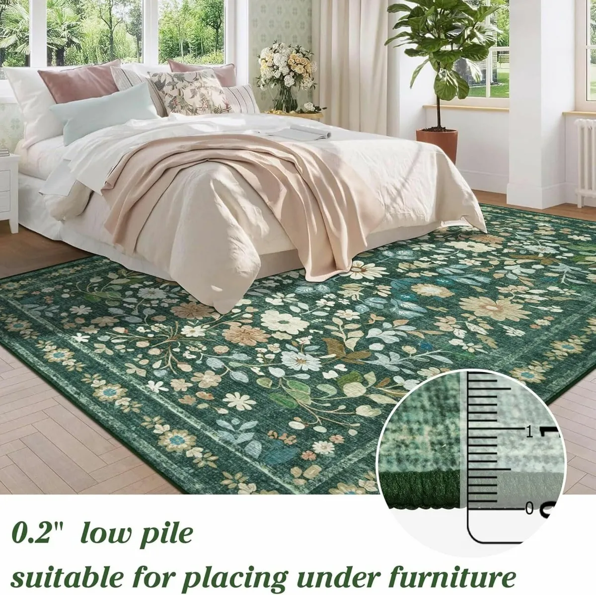 Washable Rugs Living Room Large 160x230cm Green - Image 4