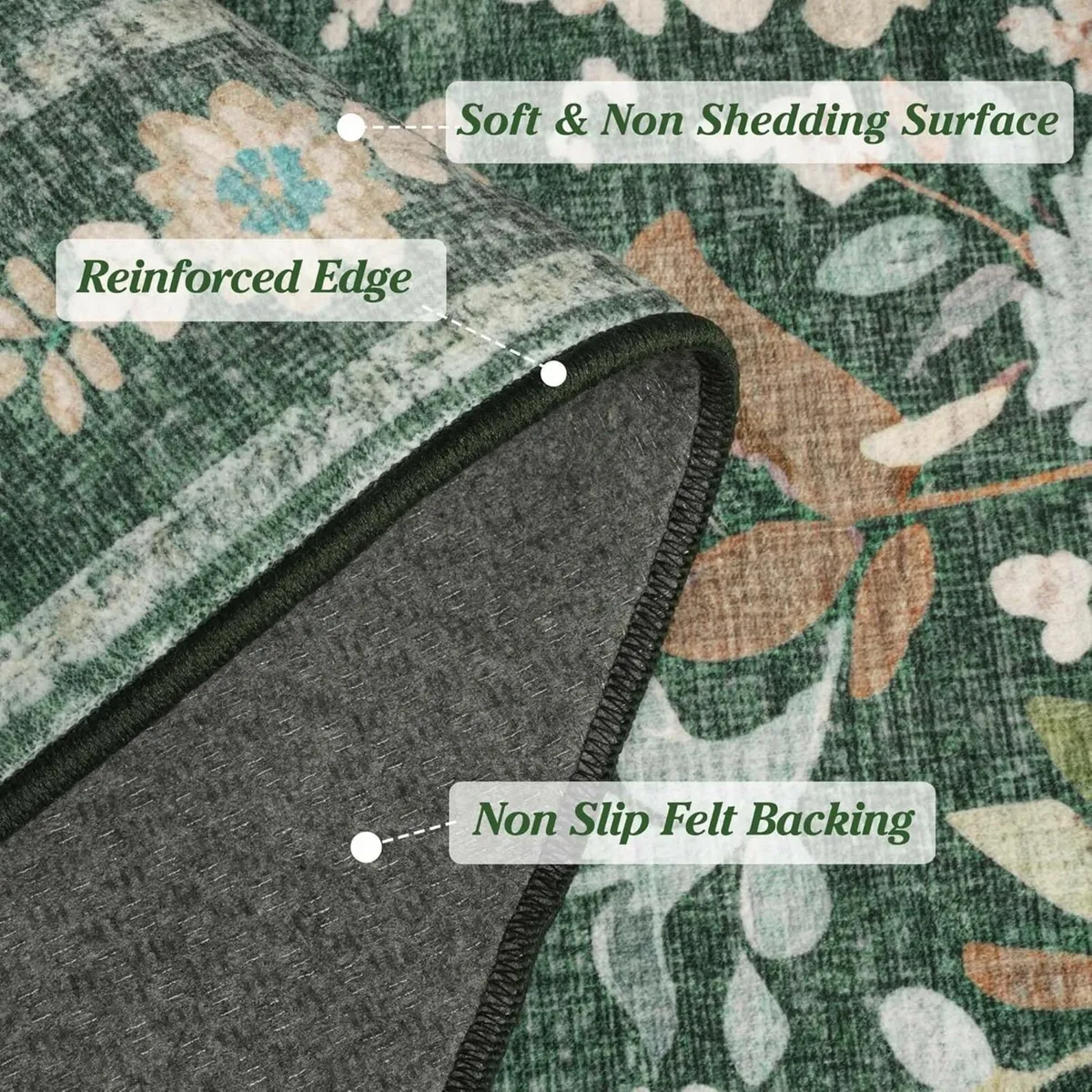 Washable Rugs Living Room Large 160x230cm Green - Image 3