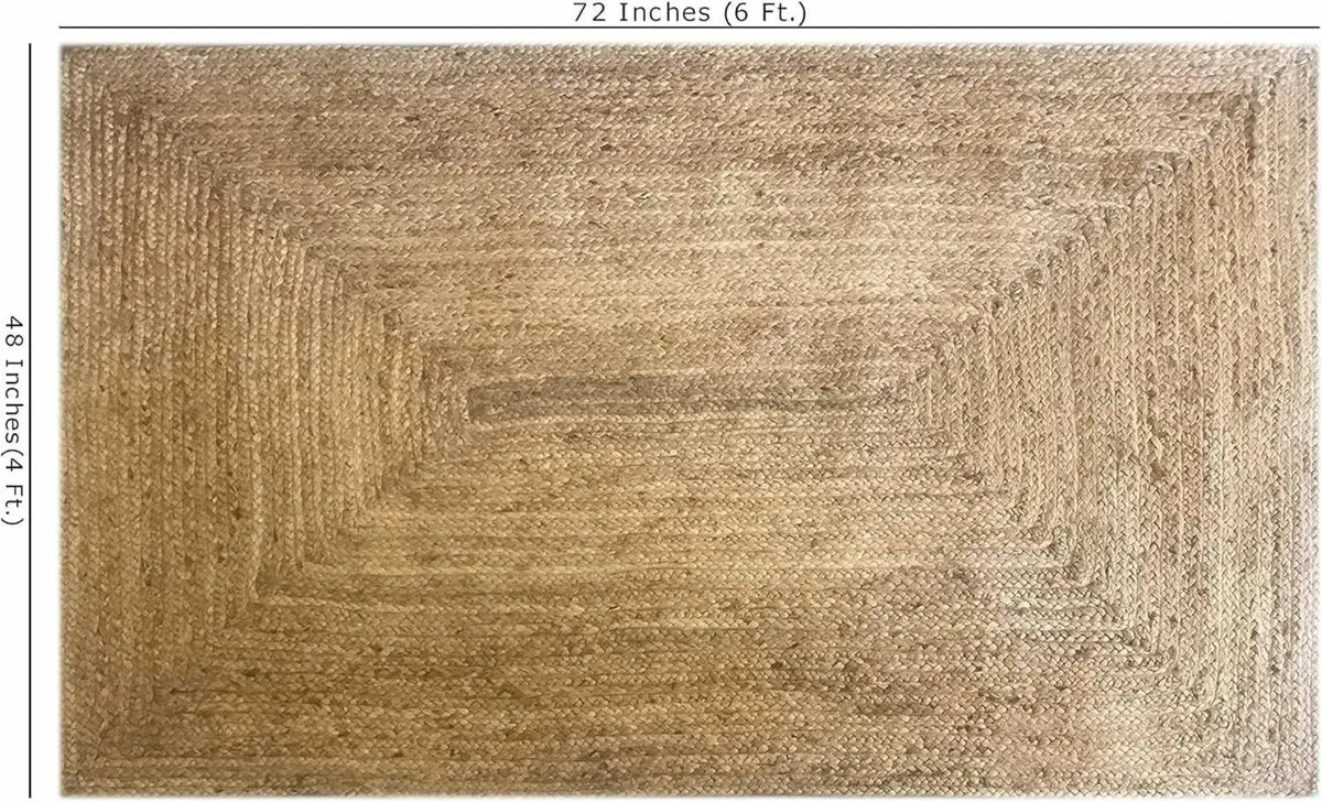 Handmade Jute Area Rug 4' x 6' - Natural and - Image 2