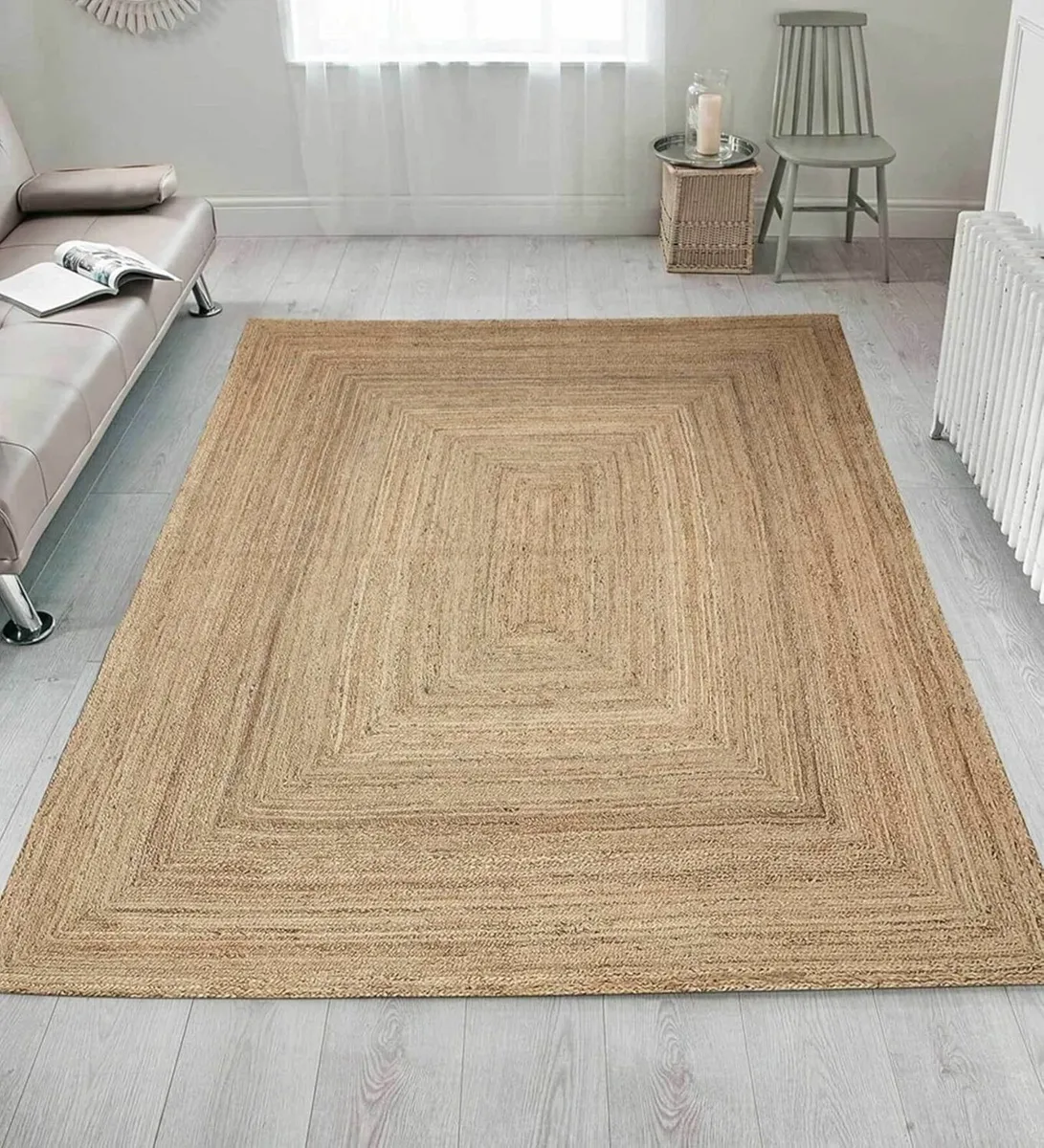 Handmade Jute Area Rug 4' x 6' - Natural and - Image 3