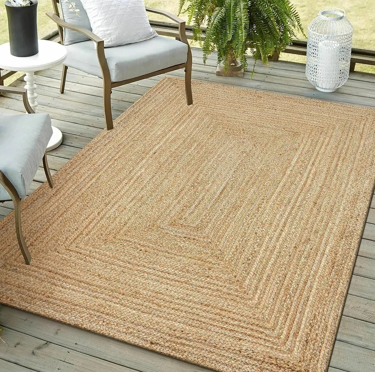 Handmade Jute Area Rug 4' x 6' - Natural and - Image 4
