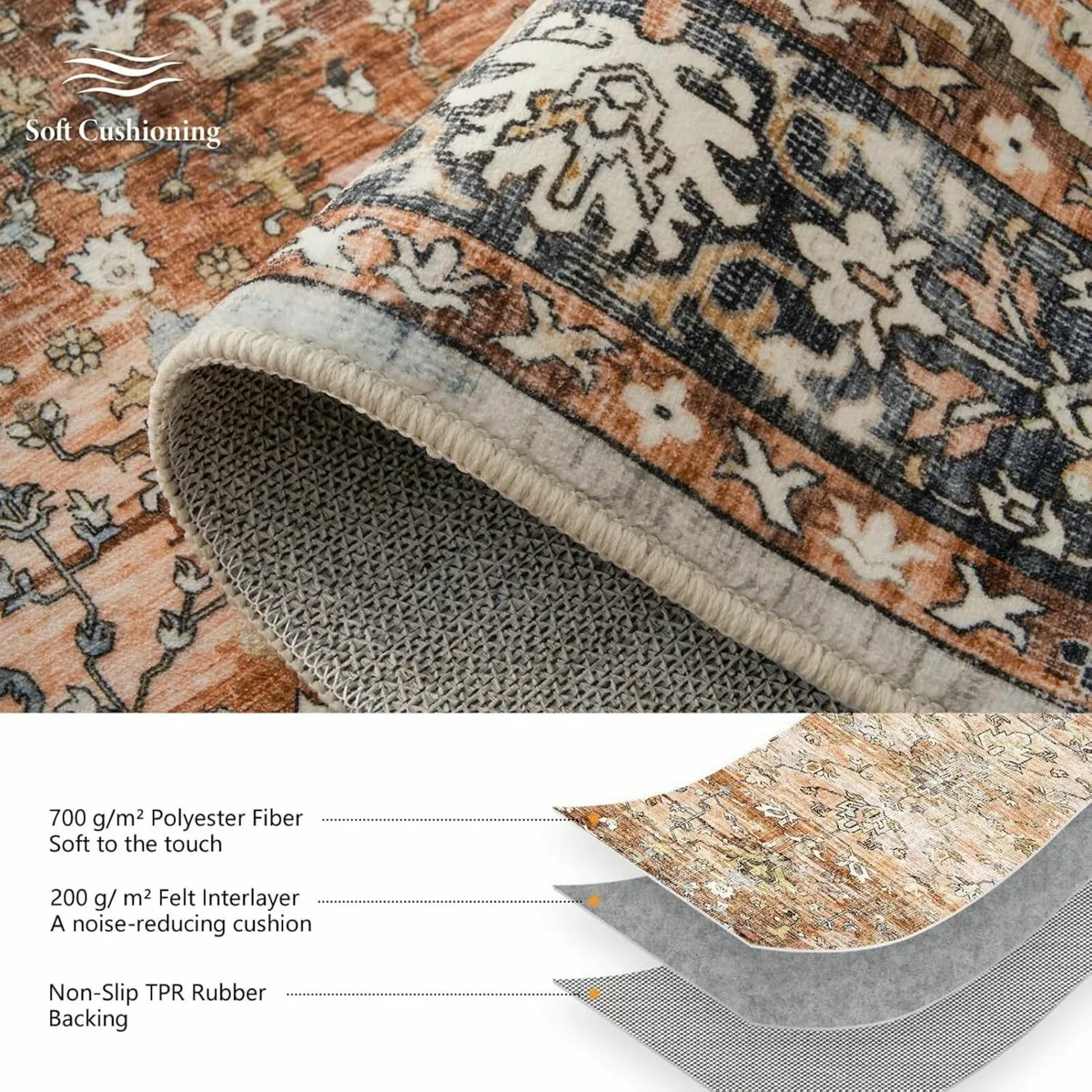 Large Rugs for Living Room 200x290cm Low Pile - Image 2