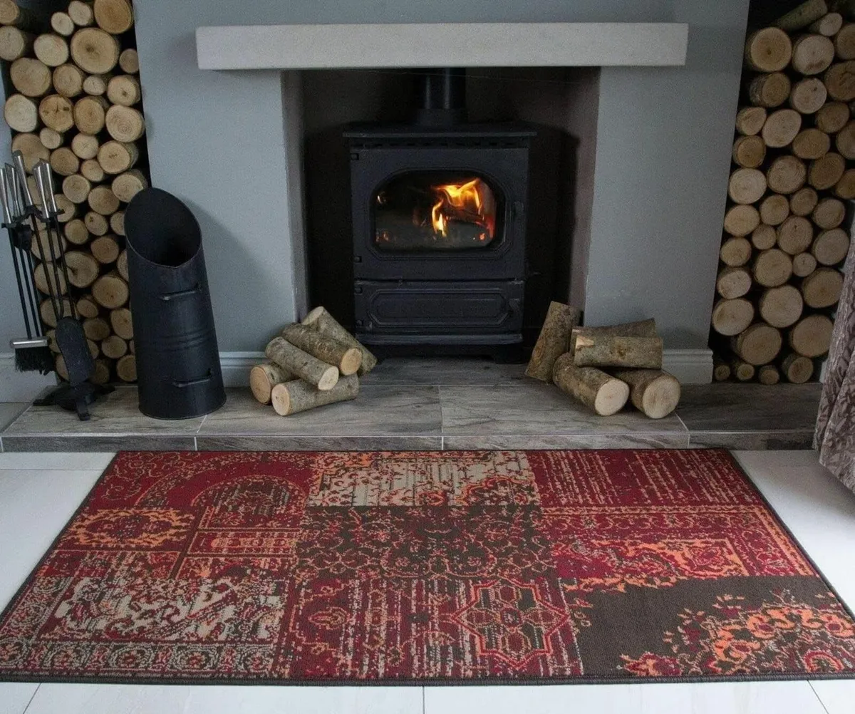 Milan Red Brown Burnt Orange Grey Patchwork - Image 3