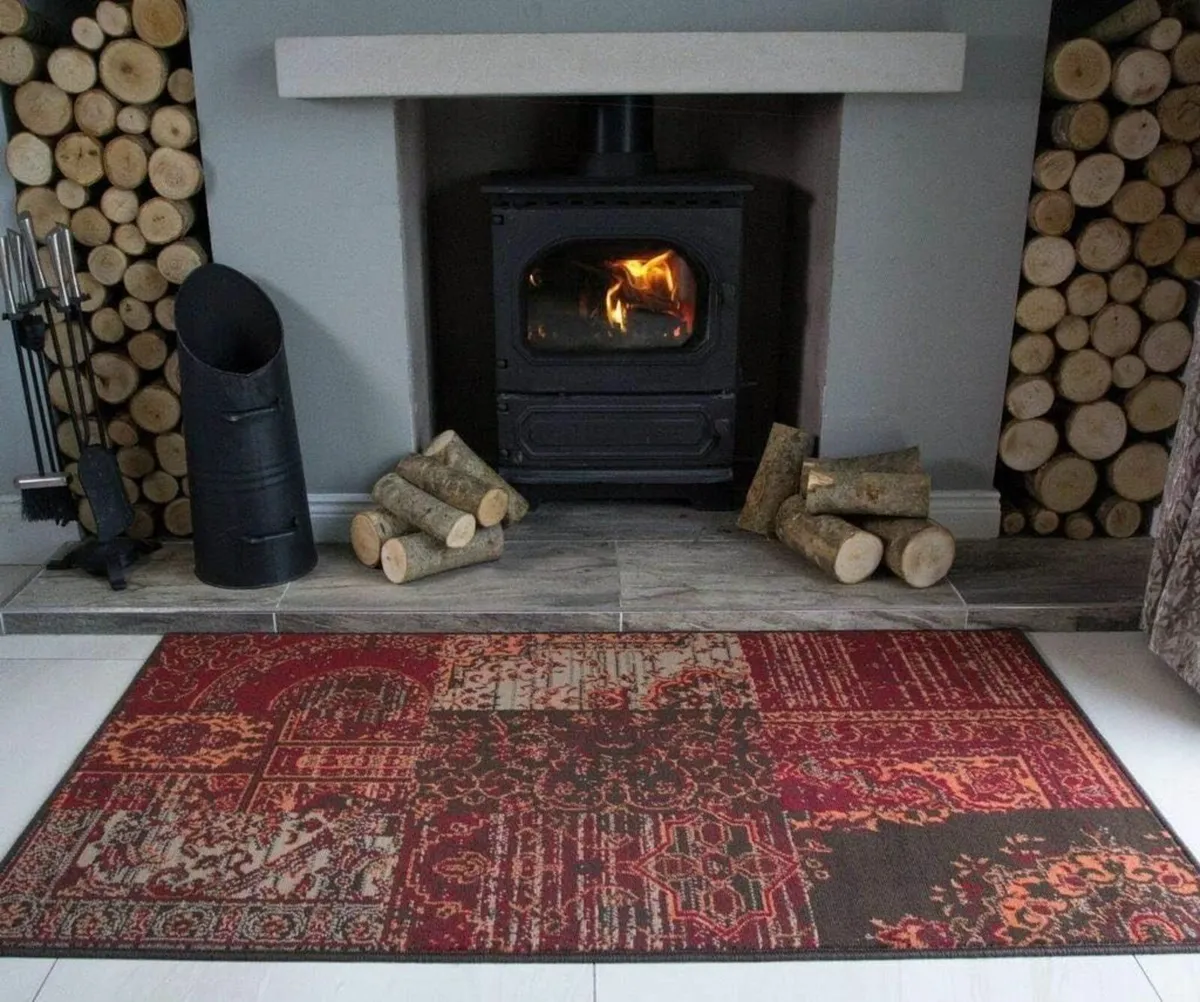 Milan Red Brown Burnt Orange Grey Patchwork - Image 4