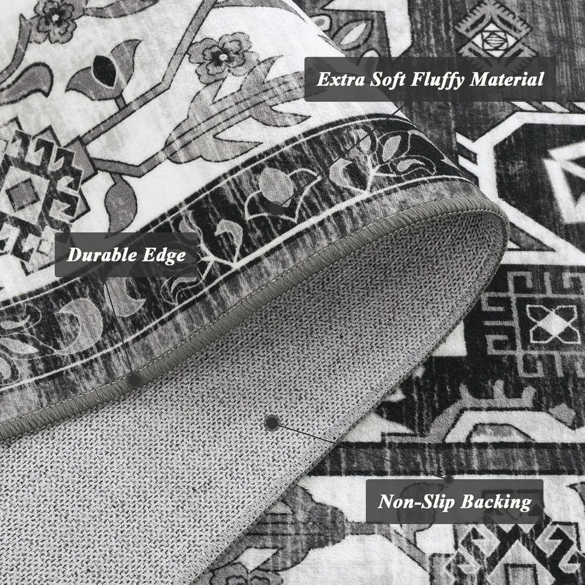 Vintage Living Room Rug 160 x 230cm Large Shaggy - Image 3