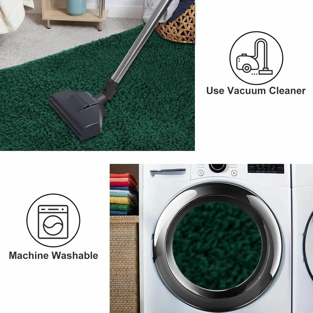 Rugs Living Room 160x230 cm Soft Fluffy Green Rug - Image 4