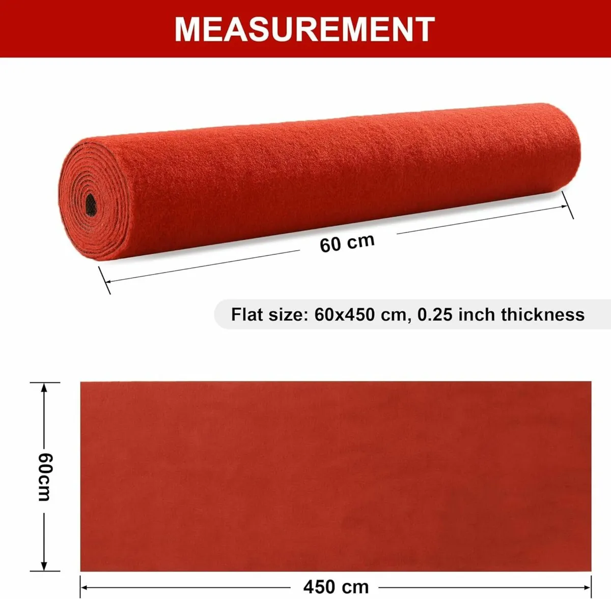 450 GSM Extra Thick Red Carpet Runner 60 x CM - Image 2