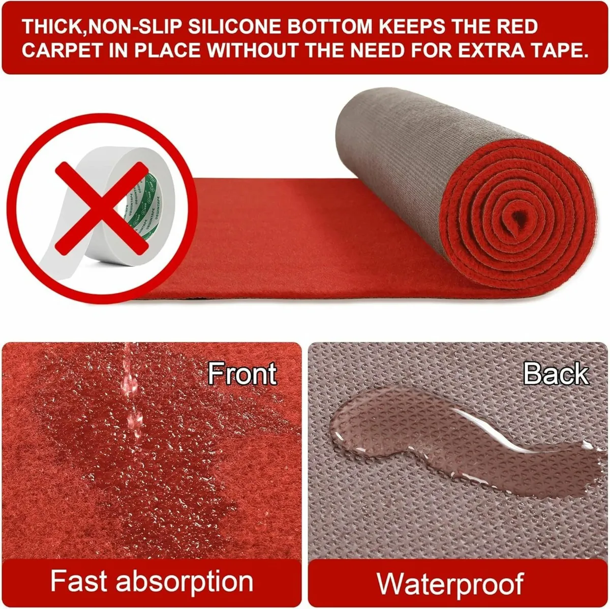 450 GSM Extra Thick Red Carpet Runner 60 x CM - Image 4