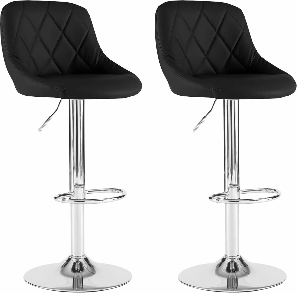 2X Madrid Chrome Gas Lift Swivel Faux Leather - Image 1