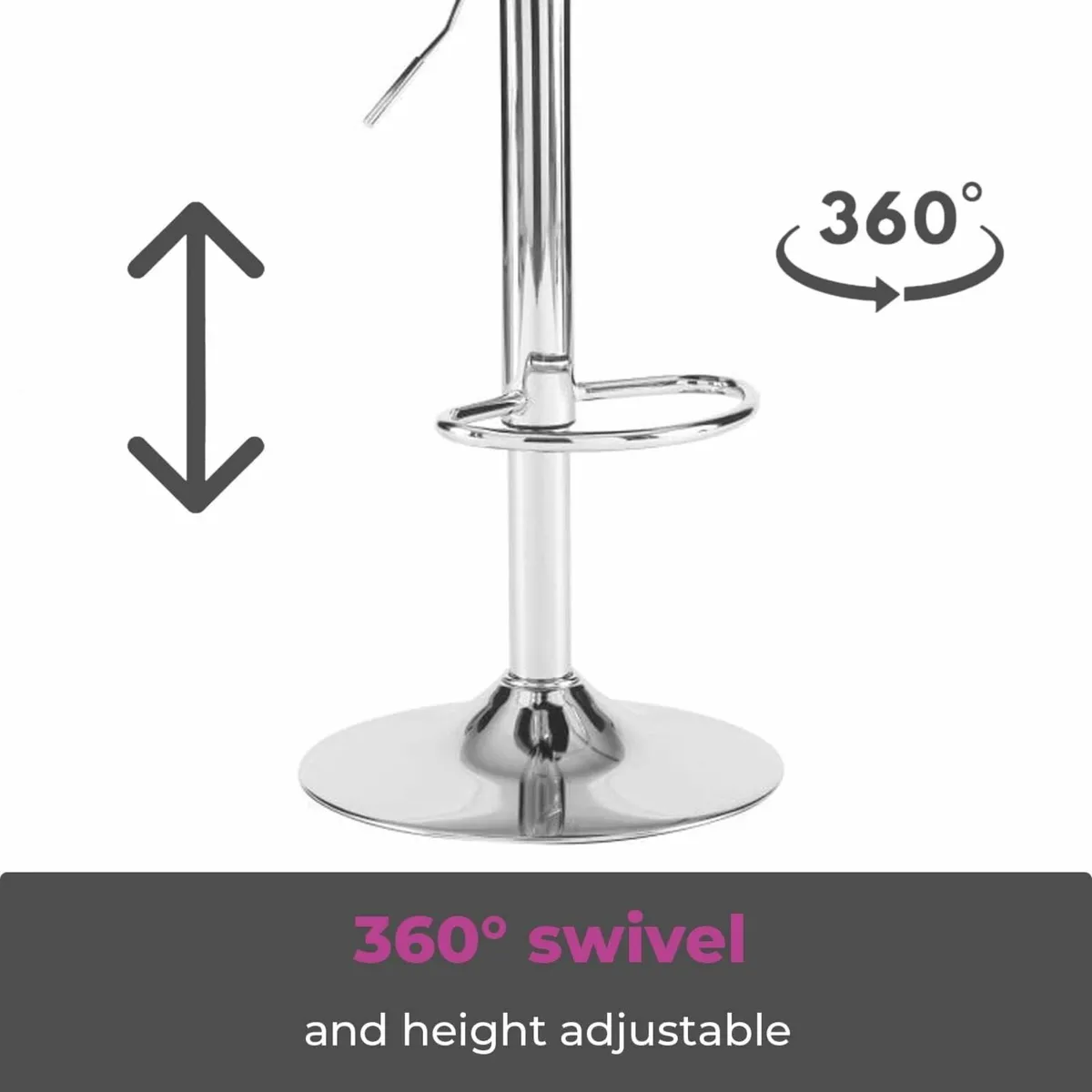 2X Madrid Chrome Gas Lift Swivel Faux Leather - Image 4