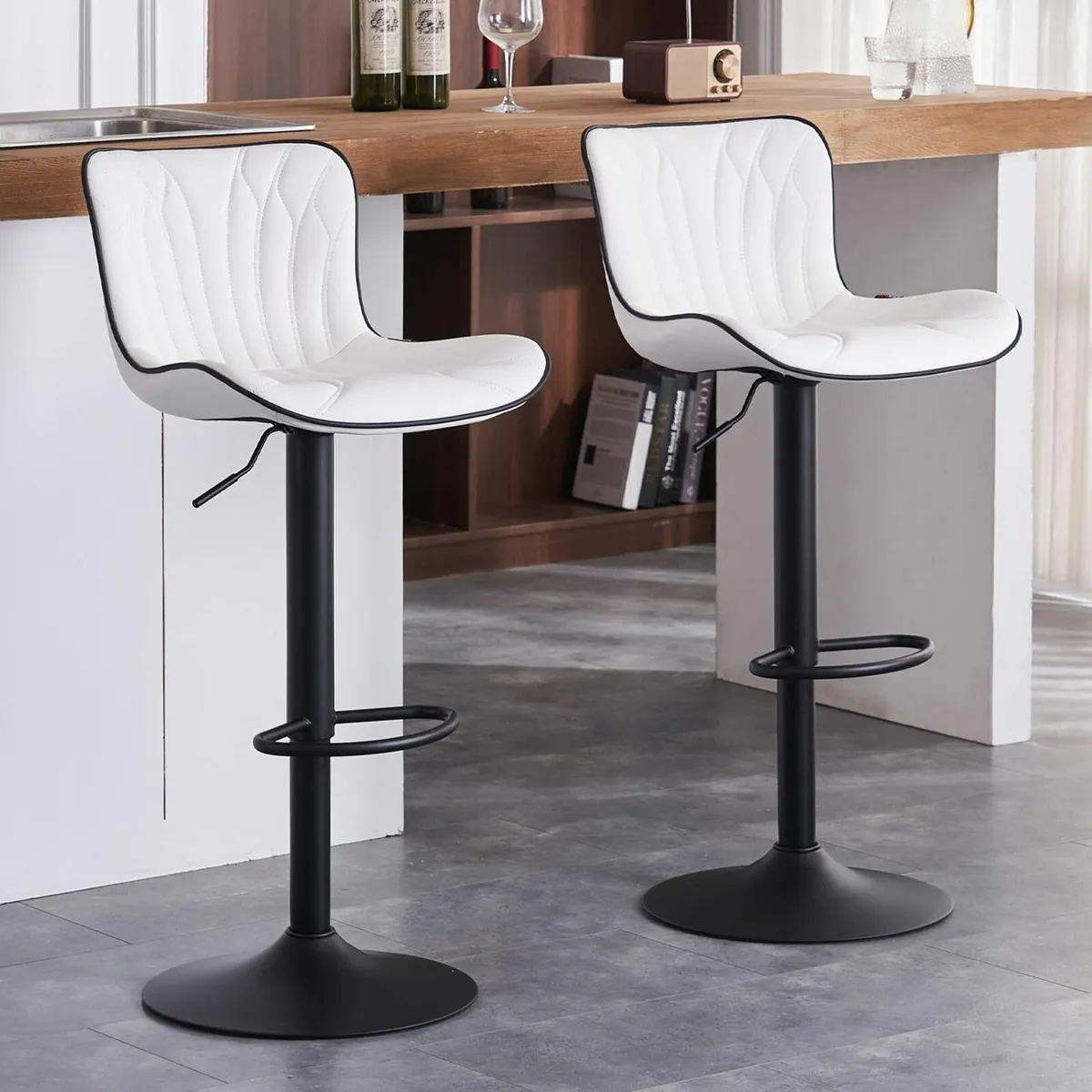 Bar Stools Set of 2 Breakfast Barstools Adjustable - Image 2