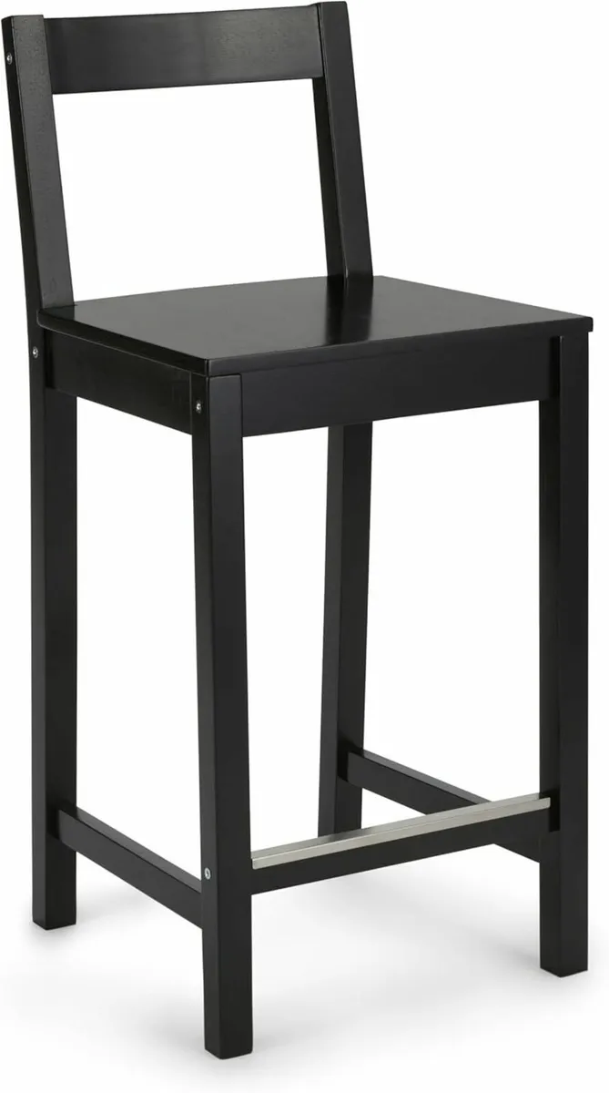 Single Black Wood Kitchen Counter Stool with - Image 1