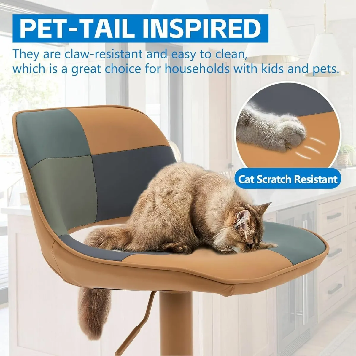 Bar Stools Set of 2 Boho Colorful Patchwork - Image 3