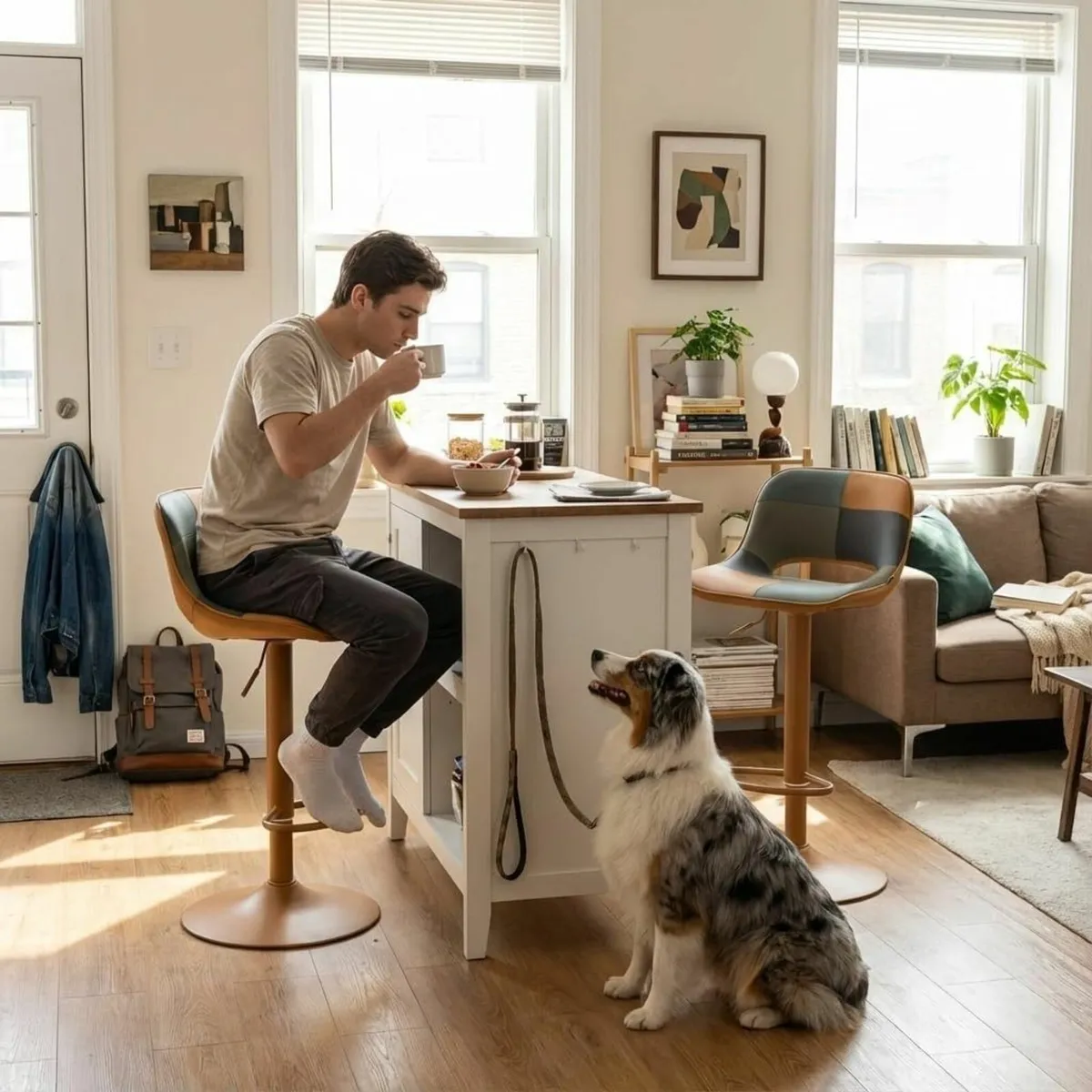 Bar Stools Set of 2 Boho Colorful Patchwork - Image 4