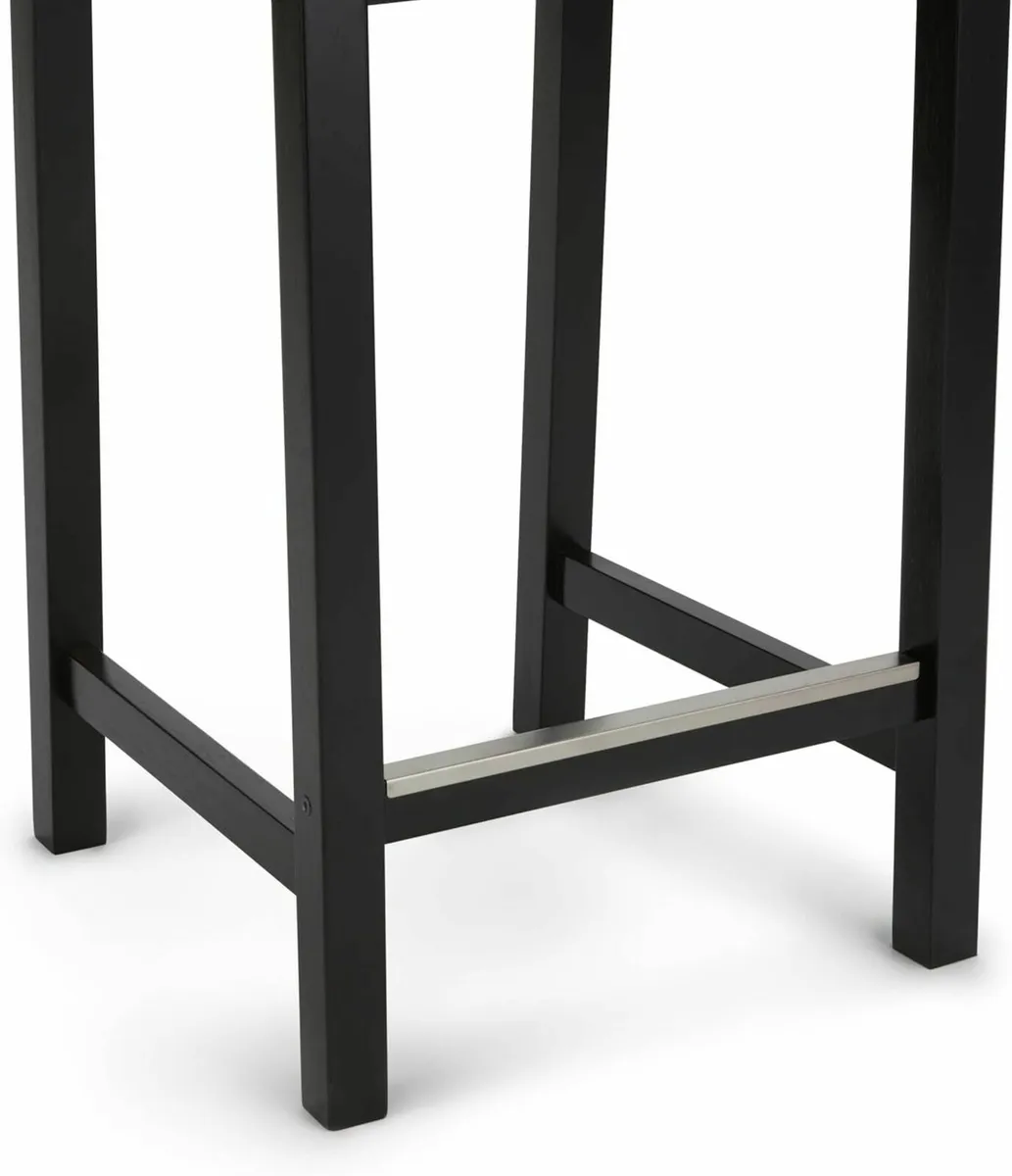 Single Black Wood Kitchen Counter Stool with - Image 4