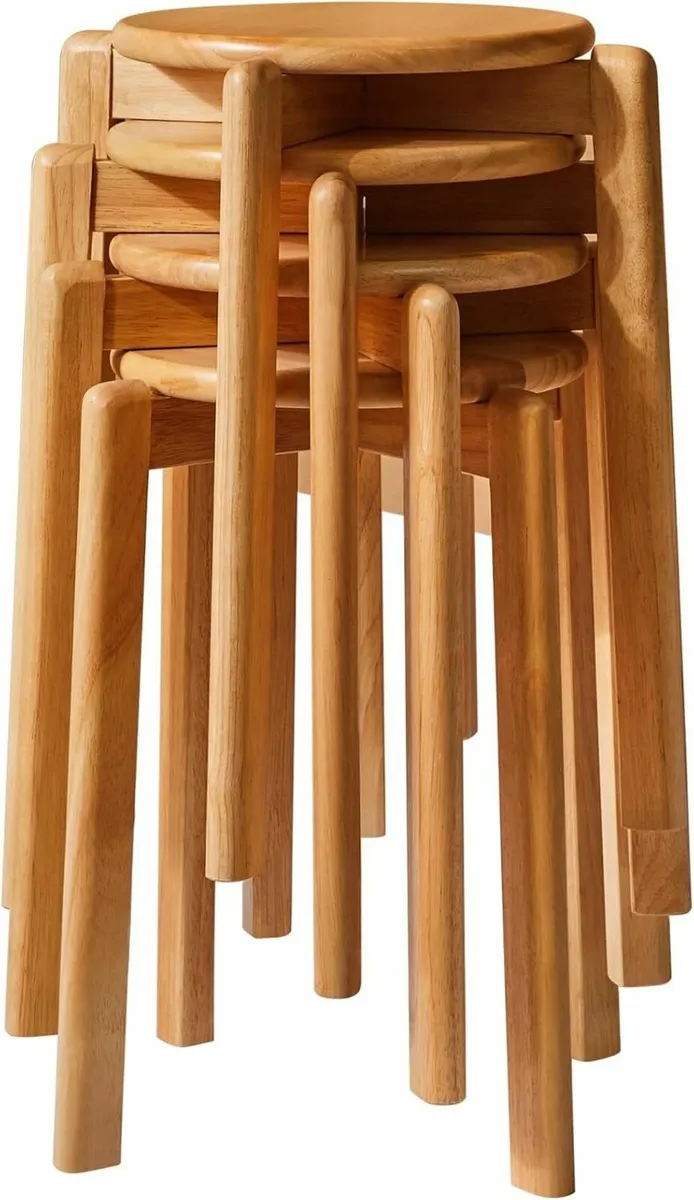 4pcs Solid Wood Round Stool Shoes change Dressing - Image 1