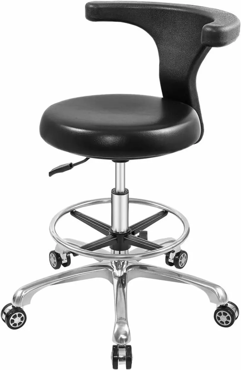 Rolling Stool Task Chair Drafting Adjustable with - Image 1