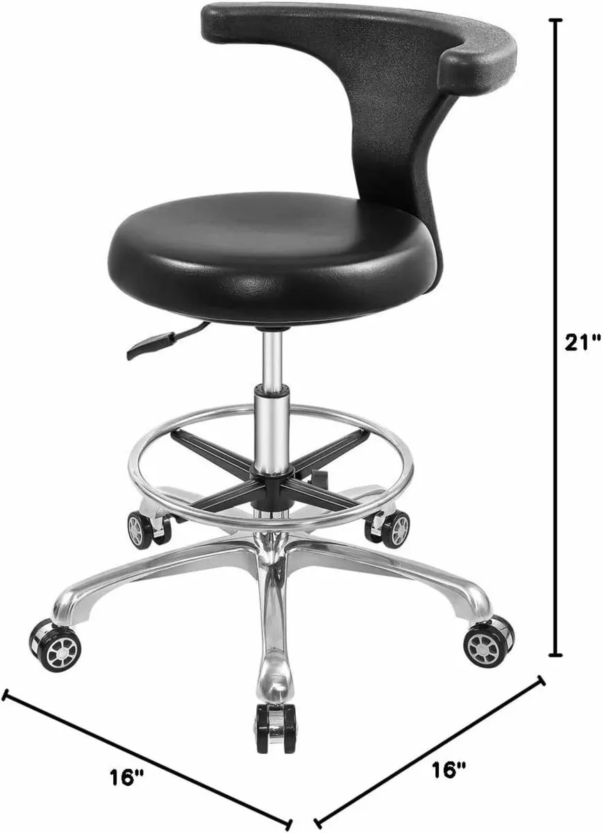Rolling Stool Task Chair Drafting Adjustable with - Image 2