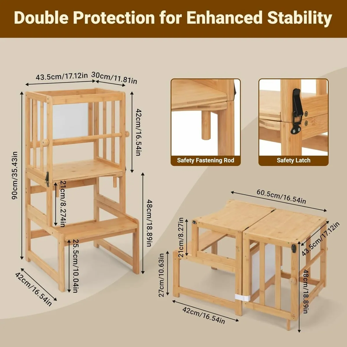 3-In-1 Toddler Kitchen Stool Helper – Convertible - Image 3