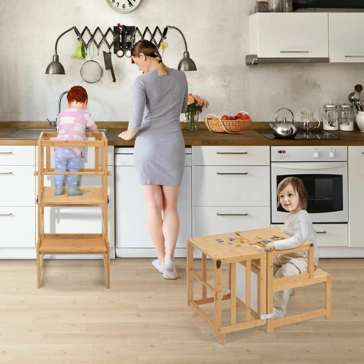 3-In-1 Toddler Kitchen Stool Helper – Convertible - Image 2