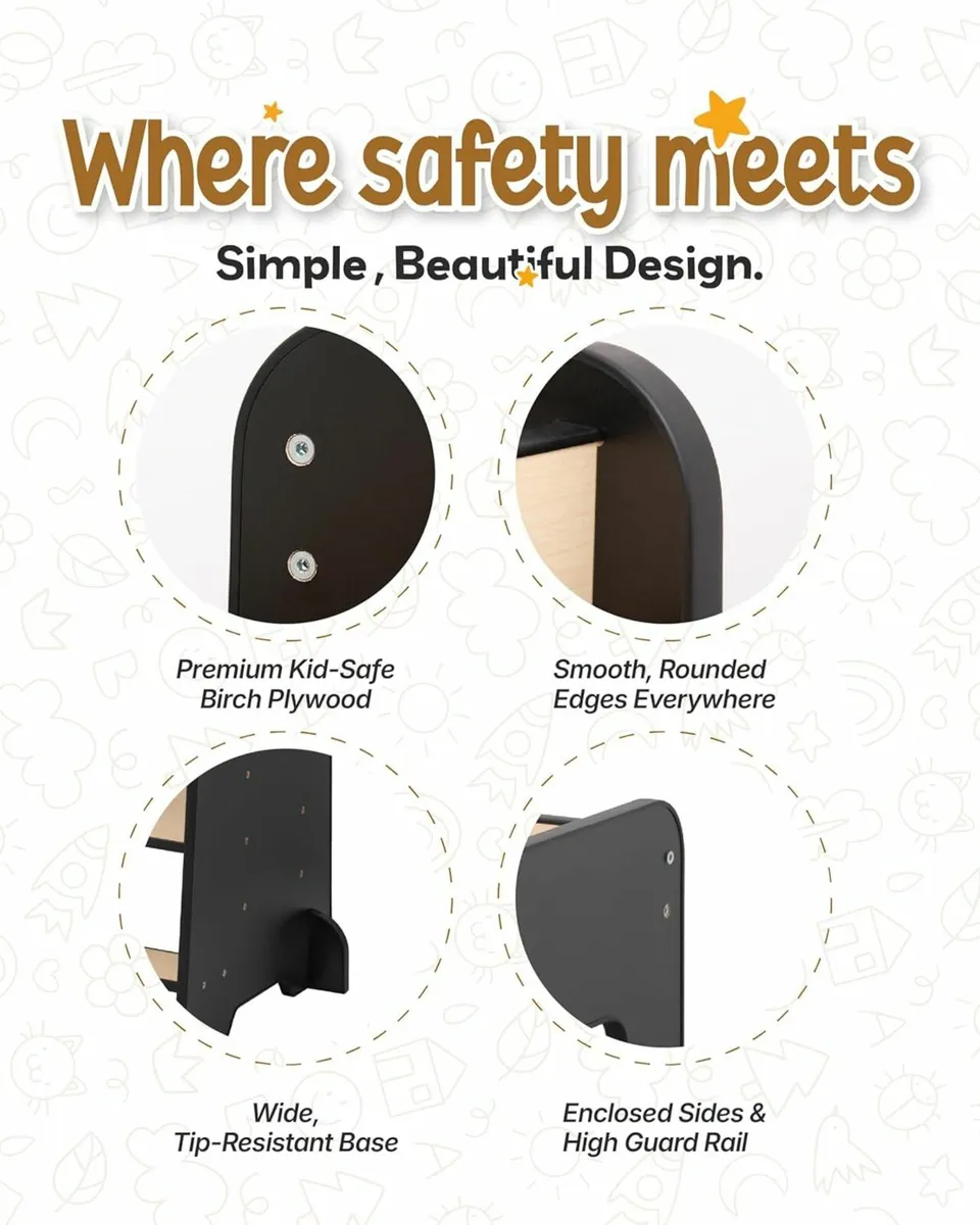 Toddler Step Stool - Adjustable Height Wooden for - Image 4