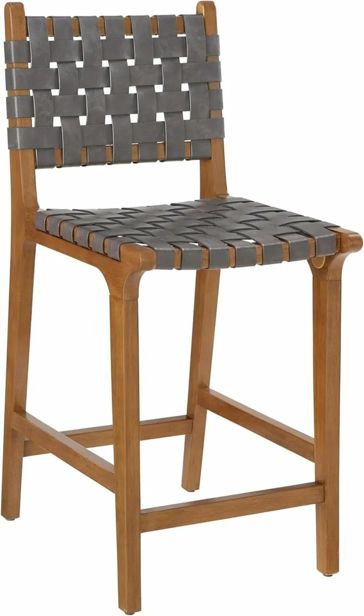 Woven Counter Stool Kitchen Height Barstool - Image 1