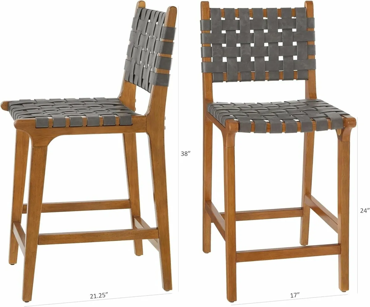 Woven Counter Stool Kitchen Height Barstool - Image 3