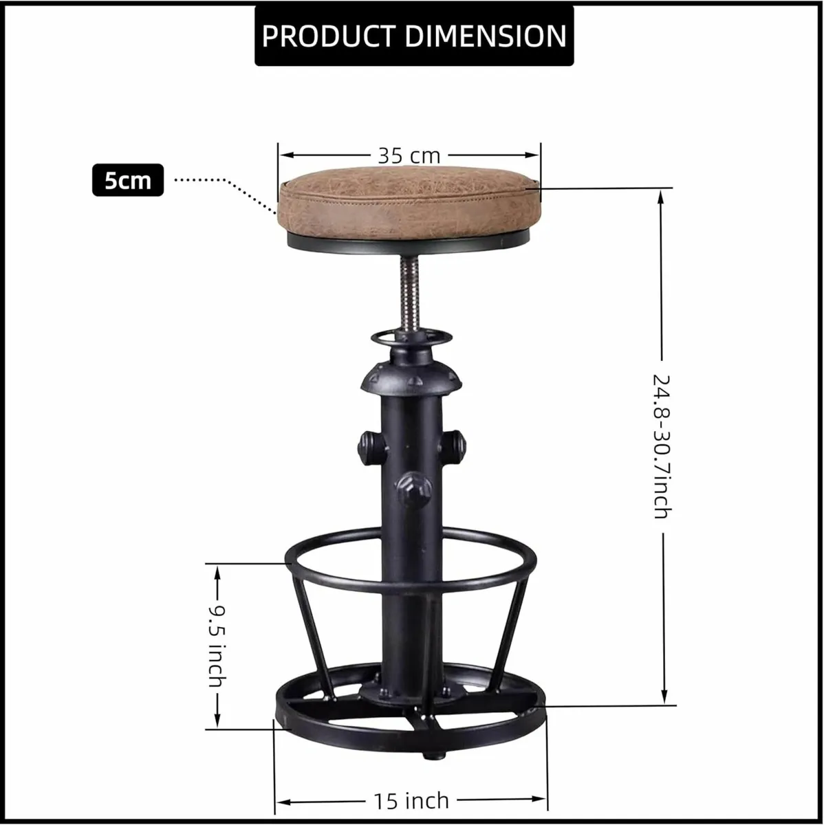 Industrial Bar Stools-Swivel Pu Seat-Vintage - Image 1