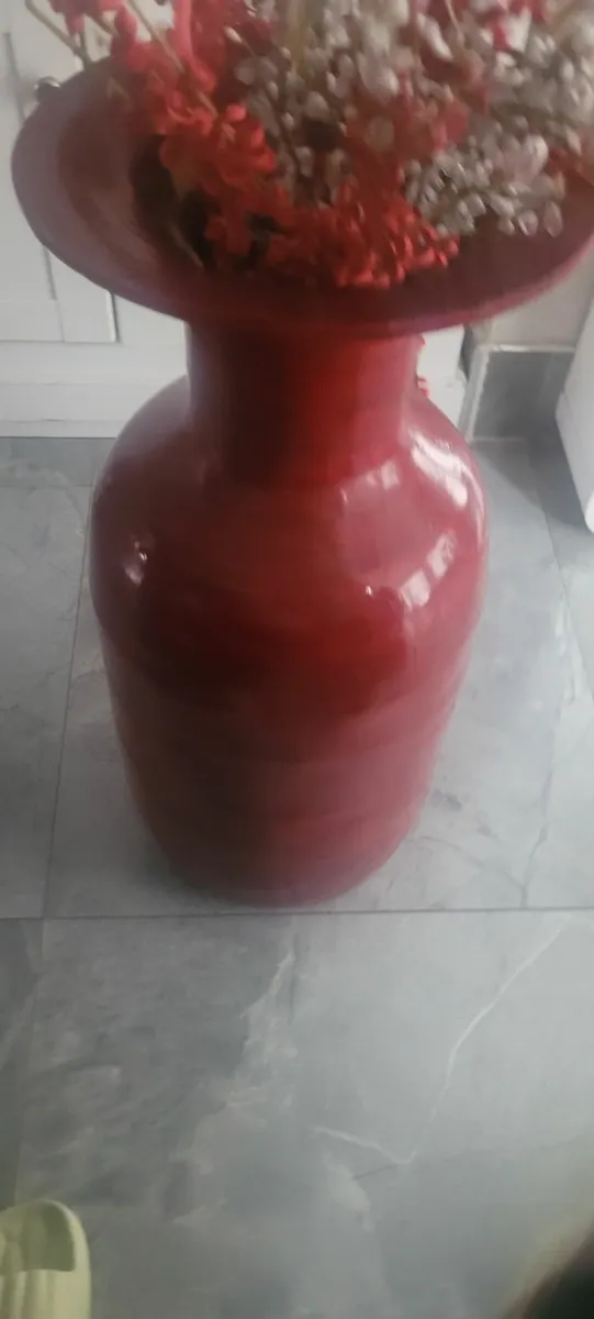 Floor red vase flower pot - Image 1