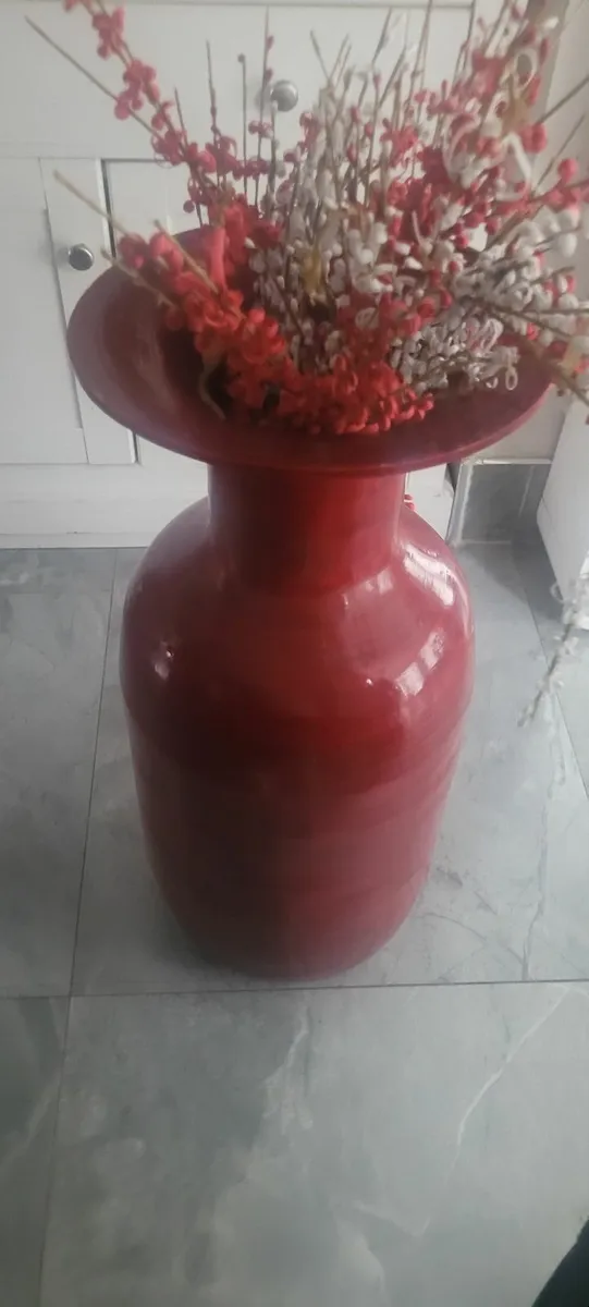 Floor red vase flower pot - Image 2