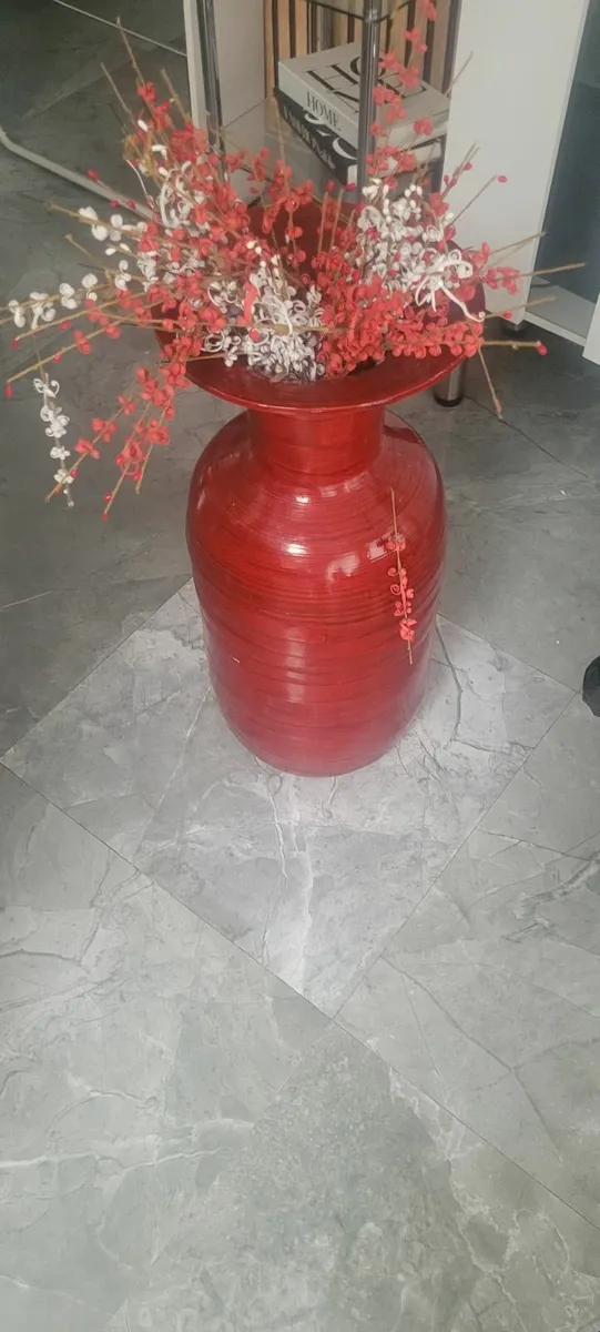 Floor red vase flower pot - Image 4