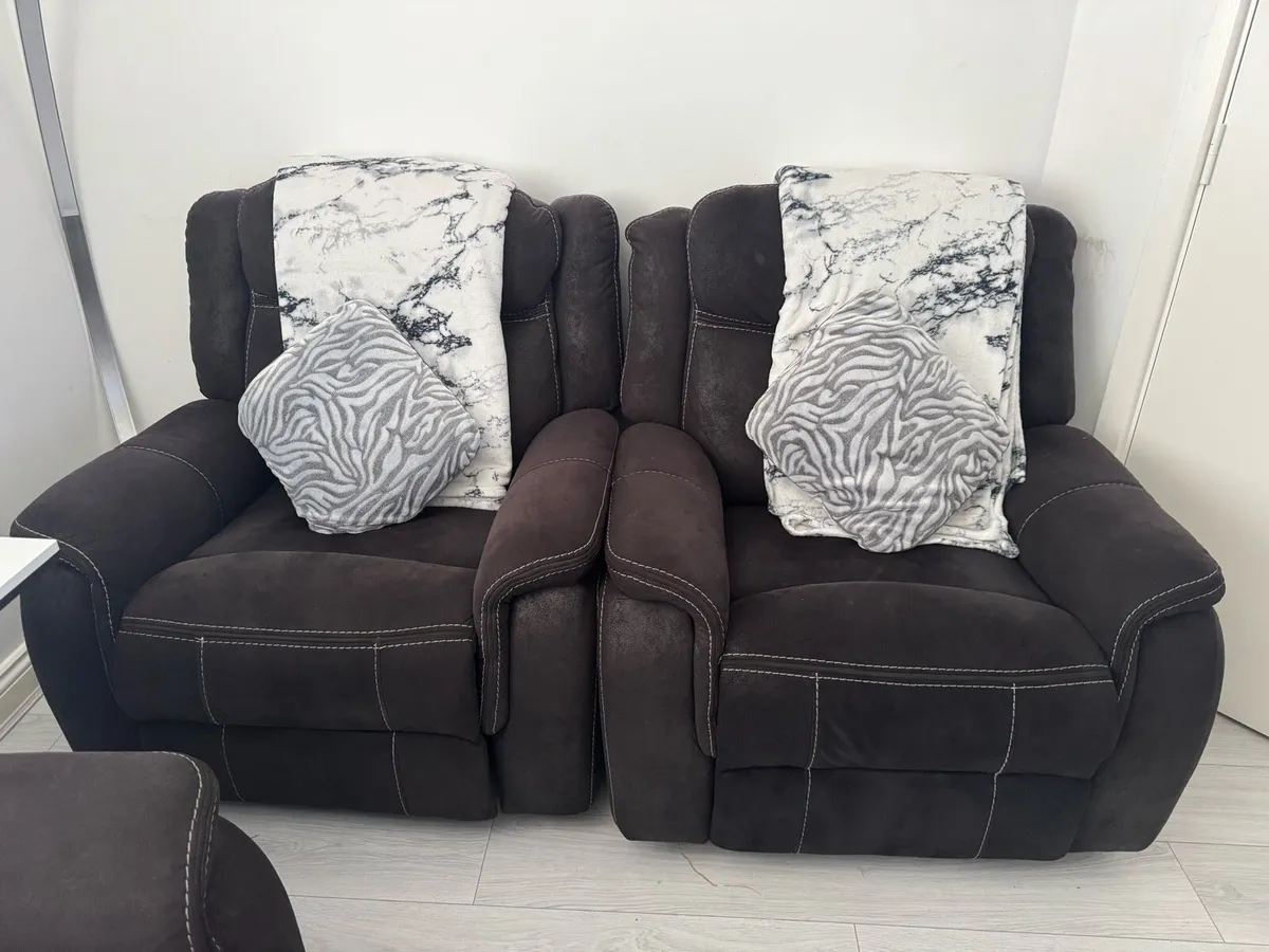 3+1+1 Used Fabric Recliner Sofas - Image 2