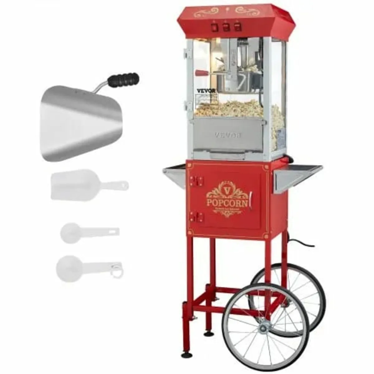 Popcorn Maker with Cart, 850W Popcorn Popper Machi - Image 1